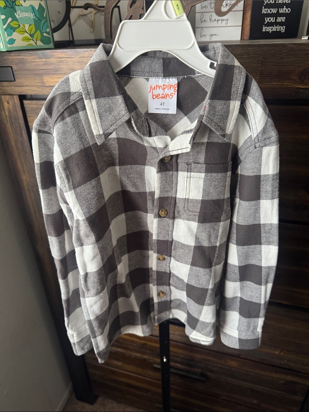 jumping beans Grey and White Plaid Button-Down flannel shirt